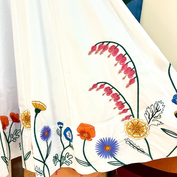 NWT Staud Wells Embroidered Midi Dress White Seed Shop - Picture 11 of 16